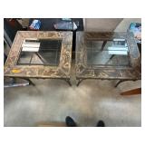 Glass-Top Side Tables With Metal Frames