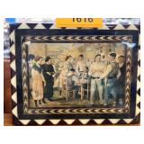 Framed Decorative Scene Artwork With Geometric Bor