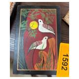 Hand-Painted Wooden Box with Bird Design