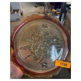 Carnival Glass Plate with Floral Design