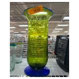 Green and Blue Glass Vase with Flared Rim
