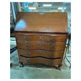 Mahogany Secretary Desk with Serpentine Front