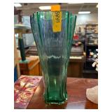 Green Glass Vase with Signed Base