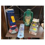 Lantern, Thermometer, Candles, and Feeder