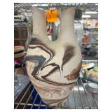 Nemadji Pottery Twin-Spout Vase with Marbled Desig