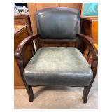 Wood-Framed Armchair With Leather Upholstery