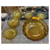 Amber Glass Bowl Set With Scalloped Edges