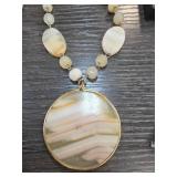 Stone Necklace With Circular Pendant