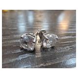 Sterling Silver Stud Earrings With Clear Stones