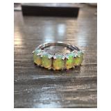 Sterling Silver Opal Band Ring