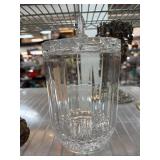 Clear Lidded Glass Jar with Faceted Design