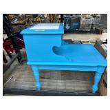 Blue Wooden Two-Tier End Table