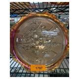 Carnival Glass Serving Plate With Floral Design