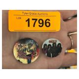 Iron Maiden and Kiss Pinback Buttons 1980s