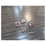 Sterling Silver Pink Gem Earrings