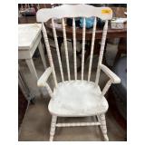 White Wooden Rocking Chair with Spindles