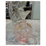 Pink Glass Decanter With Frosted Stopper
