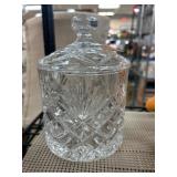 Cut Crystal Lidded Jar with Geometric Design