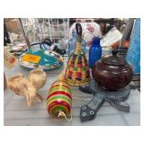 Decor Items Including Wood and Ceramic Pieces