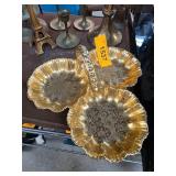 Porcelain Gold-Tone Three-Compartment Dish