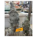 Two Stone Garden Gnome Statues