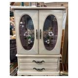 Jewelry Box With Floral Glass Panels and Interior