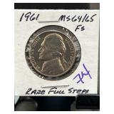 1961 Jefferson Nickel MS64/65 FS