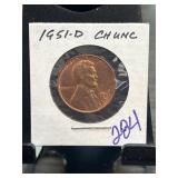 1951-D Lincoln Wheat Cent in Display Holder