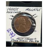 1955/5 Lincoln Wheat Cent Error Coin