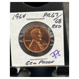 1964 Lincoln Cent Gem Proof PR67/68 Red