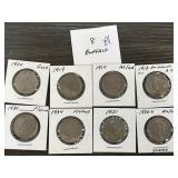 8 Buffalo Nickels in Protective Holders