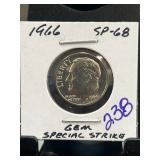 1966 Roosevelt Dime SP-68 Special Strike