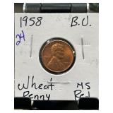 1958 BU Wheat Penny MS Red