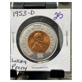 1953-D Lincoln Wheat Cent in Lucky Token Holder