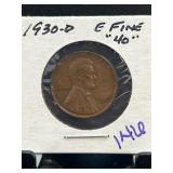 1930-D Lincoln Wheat Cent In EF-40 Condition