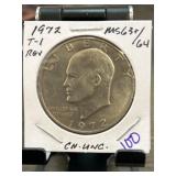 1972 Eisenhower Dollar, Type 1 Reverse