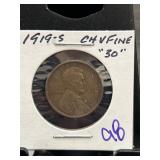 1919-S Lincoln Wheat Cent, CH/VF Condition
