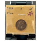 1924-S Lincoln Wheat Cent in Fine Condition