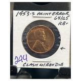 1953-S Lincoln Cent Mint Error Coin