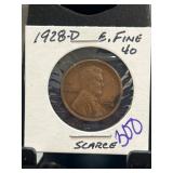1928-D Lincoln Wheat Penny, Extremely Fine