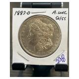 1882-O Morgan Silver Dollar, AU-UNC