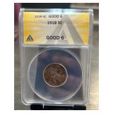 1918 5C Buffalo Nickel Graded by ANACS as GOOD 6