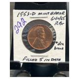 1953-D Lincoln Cent With Mint Error