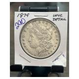1879 Morgan Dollar Coin, UNC Detail