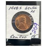 1948-S Lincoln Wheat Cent Gem Red