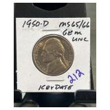1950-D Jefferson Nickel MS65/66 GEM UNC