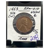1953-S/S Lincoln Wheat Cent RPM-010 Coin