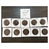 10 Assorted Wheat Pennies in Flip Holders
