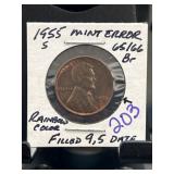 1955-S Lincoln Cent Mint Error Coin