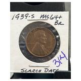 1939-S Lincoln Wheat Penny MS64+